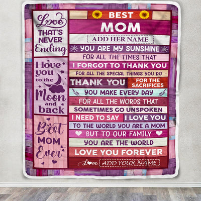 Personalized Mothers Day Blanket Gifts For Mom From Daughter Son Wood Best Mom Present Birthday For Moms Mother Christmas Custom Fleece Throw Blanket | siriusteestore