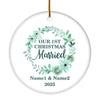 Personalized Mr And Mrs First Married Christmas Ornament Wedding Initial Married Keepsake Custom Name Decoration (22) Customized Christmas Tree Ornament | siriusteestore