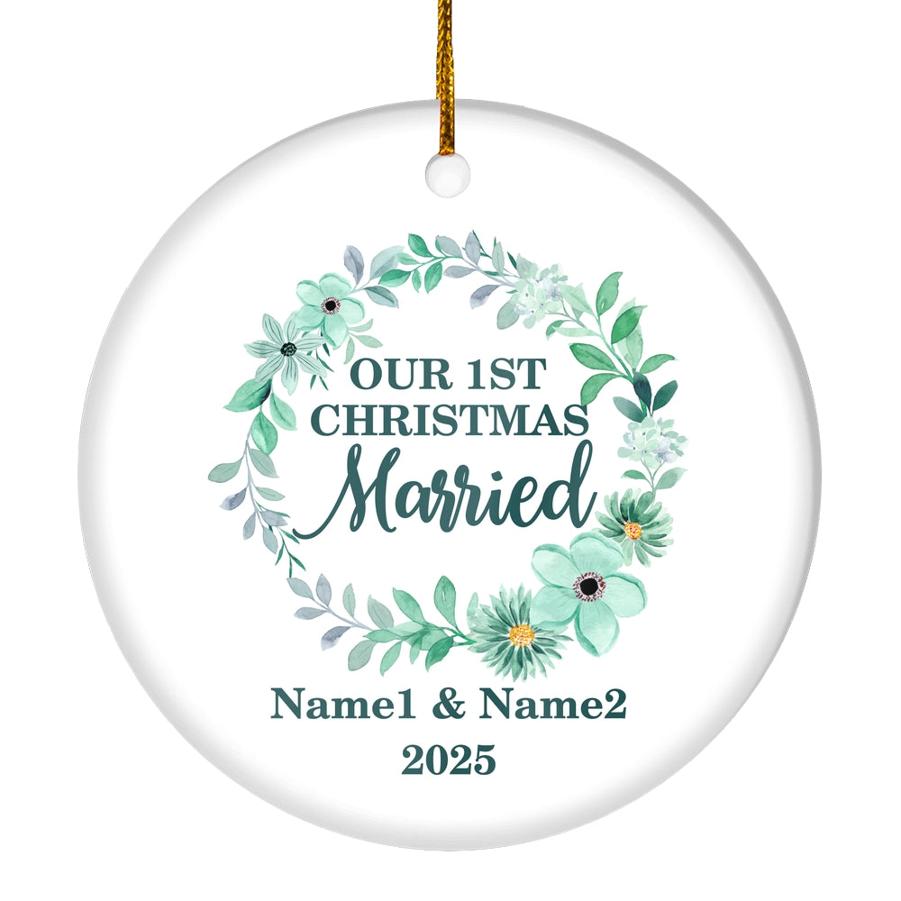 Personalized Mr And Mrs First Married Christmas Ornament Wedding Initial Married Keepsake Custom Name Decoration (22) Customized Christmas Tree Ornament | siriusteestore