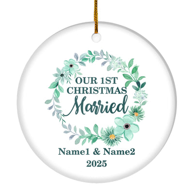 Personalized Mr And Mrs First Married Christmas Ornament Wedding Initial Married Keepsake Custom Name Decoration (22) Customized Christmas Tree Ornament | siriusteestore