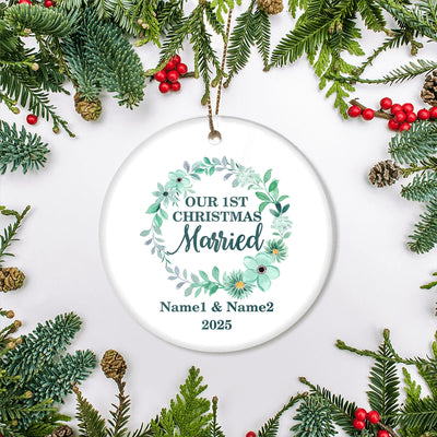 Personalized Mr And Mrs First Married Christmas Ornament Wedding Initial Married Keepsake Custom Name Decoration (22) Customized Christmas Tree Ornament | siriusteestore