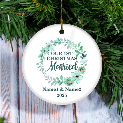 Personalized Mr And Mrs First Married Christmas Ornament Wedding Initial Married Keepsake Custom Name Decoration (22) Customized Christmas Tree Ornament | siriusteestore