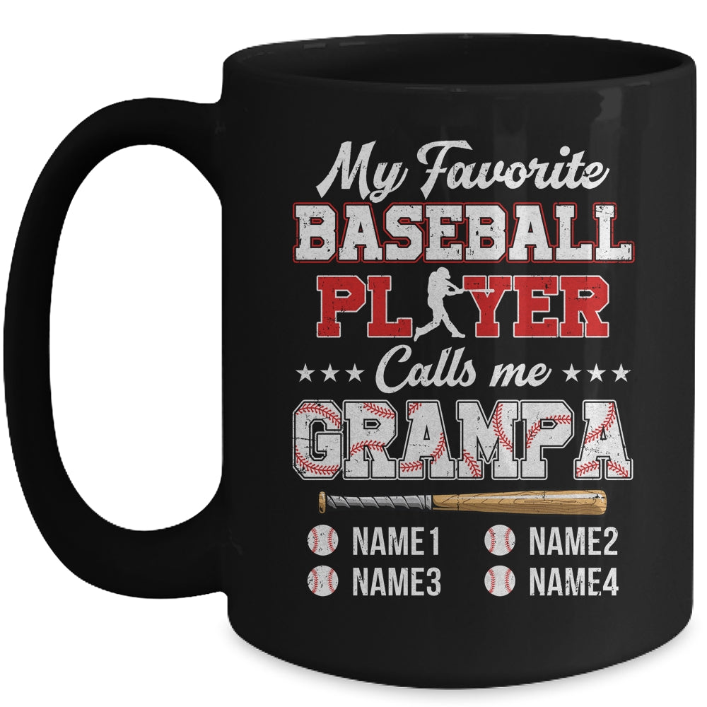 Personalized My Favorite Baseball Player Calls Me Grampa Custom Kids Name Fathers Day Birthday Christmas Mug | siriusteestore