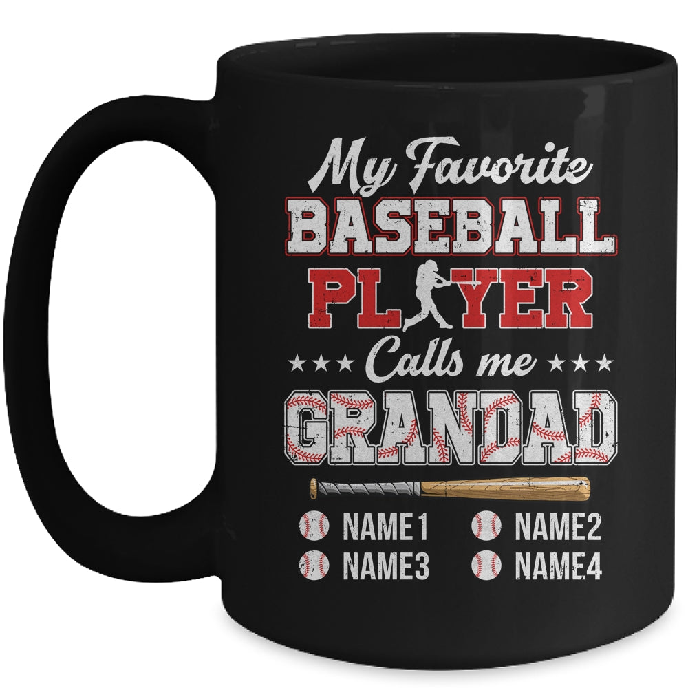 Personalized My Favorite Baseball Player Calls Me Grandad Custom Kids Name Fathers Day Birthday Christmas Mug | siriusteestore