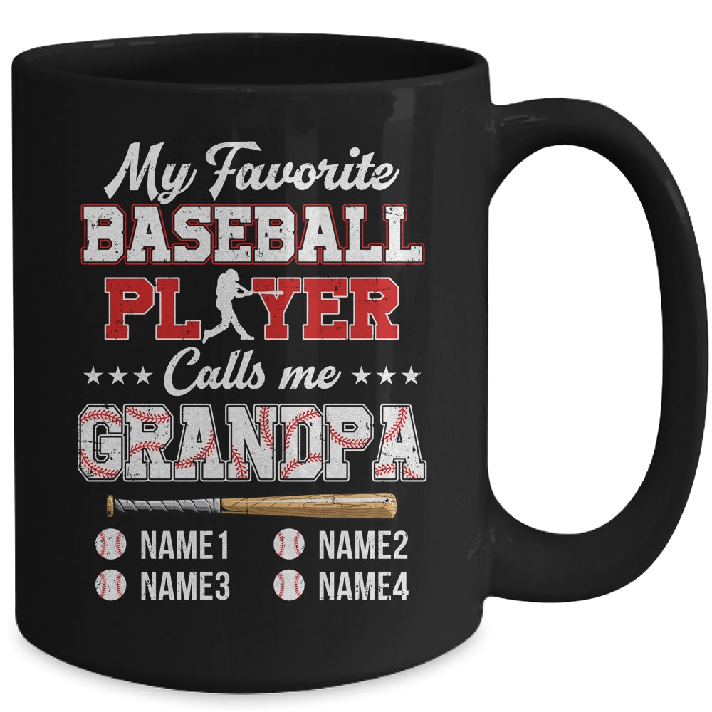 Personalized My Favorite Baseball Player Calls Me Grandpa Custom Kids Name Fathers Day Birthday Christmas Mug | siriusteestore