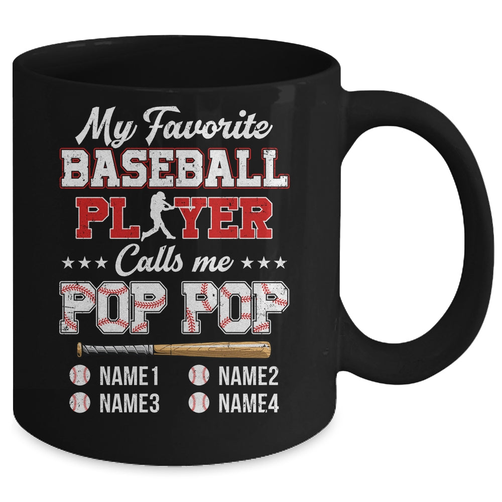 Personalized My Favorite Baseball Player Calls Me Pop Pop Custom Kids Name Fathers Day Birthday Christmas Mug | siriusteestore