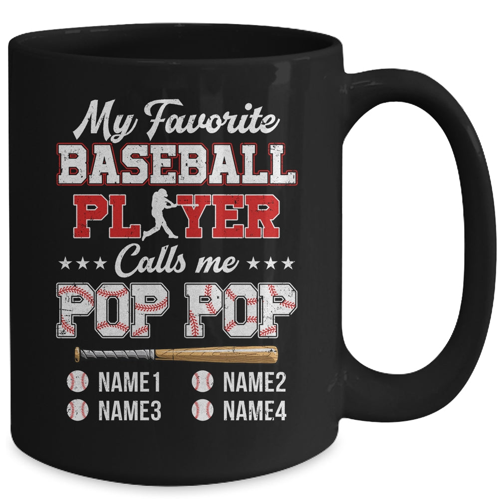 Personalized My Favorite Baseball Player Calls Me Pop Pop Custom Kids Name Fathers Day Birthday Christmas Mug | siriusteestore