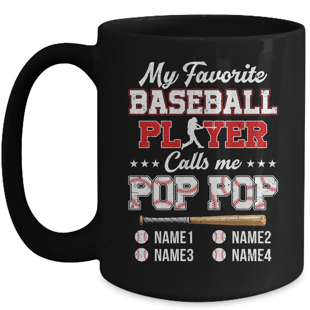Personalized My Favorite Baseball Player Calls Me Pop Pop Custom Kids Name Fathers Day Birthday Christmas Mug | siriusteestore