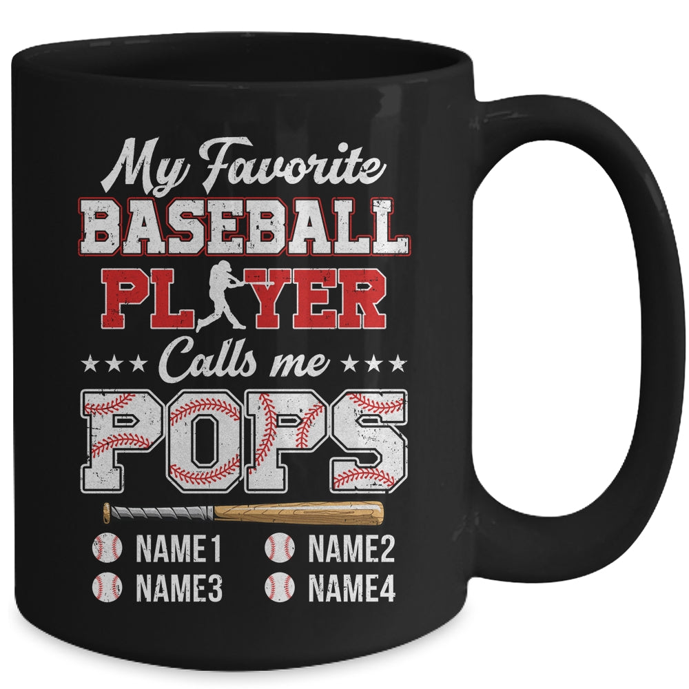 Personalized My Favorite Baseball Player Calls Me Pops Custom Kids Name Fathers Day Birthday Christmas Mug | siriusteestore