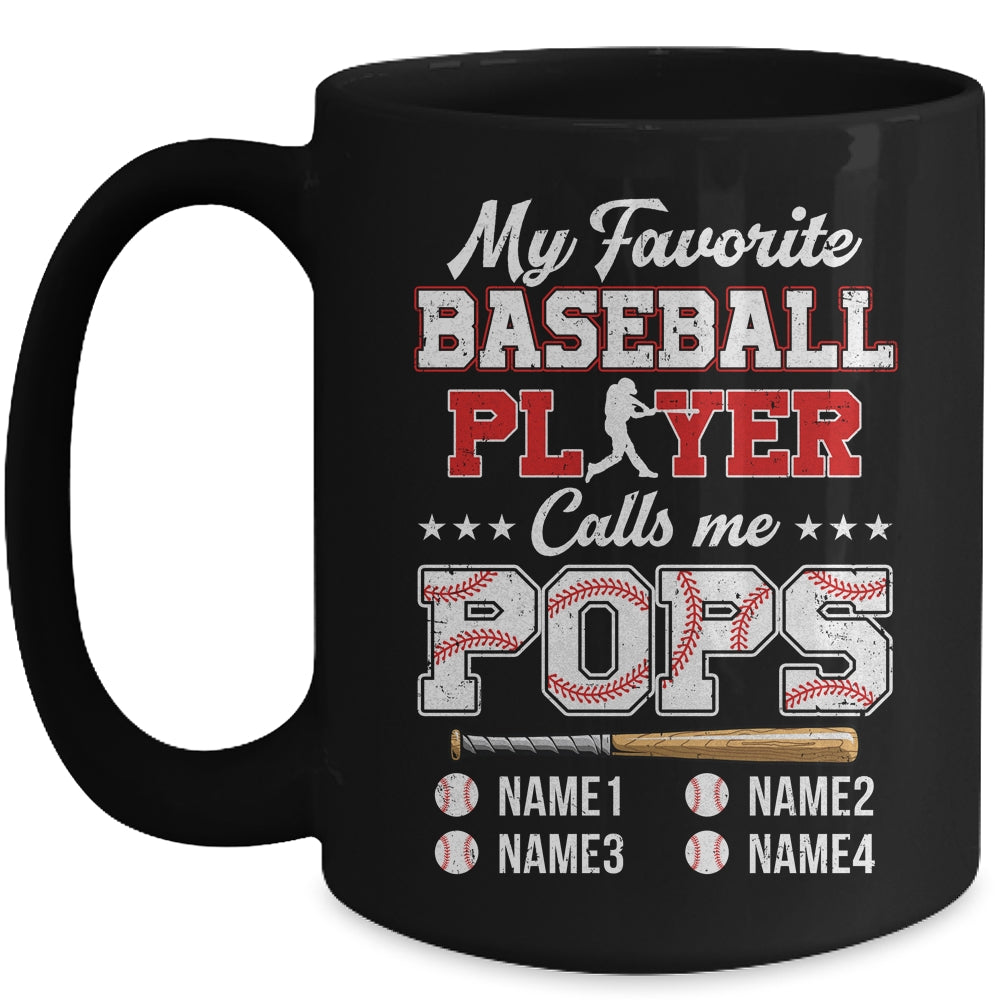 Personalized My Favorite Baseball Player Calls Me Pops Custom Kids Name Fathers Day Birthday Christmas Mug | siriusteestore
