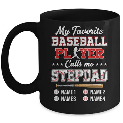 Personalized My Favorite Baseball Player Calls Me Stepdad Custom Kids Name Fathers Day Birthday Christmas Mug | siriusteestore