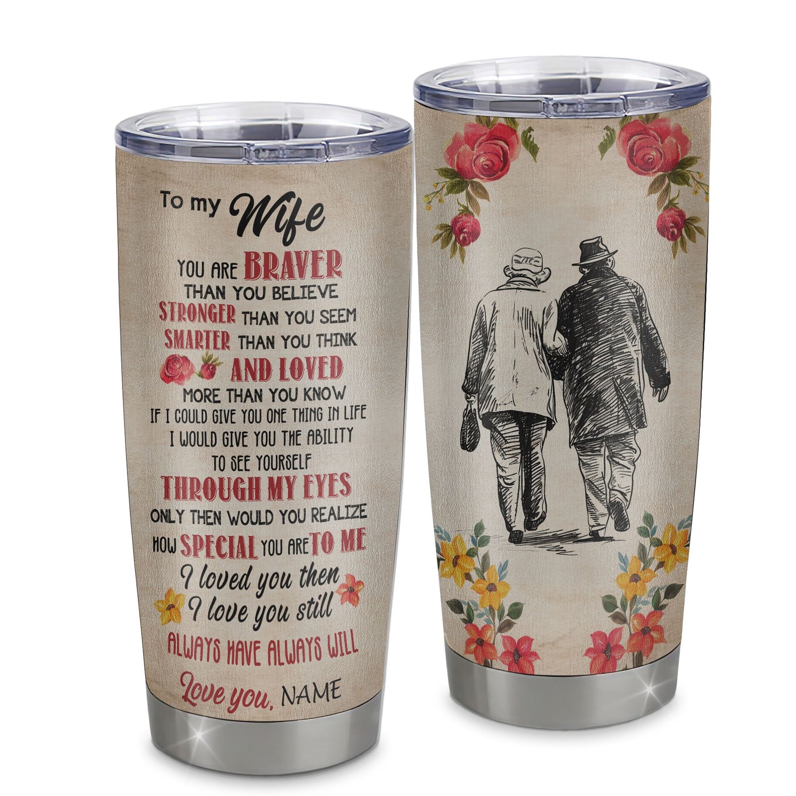 Personalized My Wife Tumbler From Husband Grow Old Together Wife Wedding Anniversary Day Birthday Gifts Christmas For Her Custom Stainless Steel Cup Travel Mug | siriusteestore