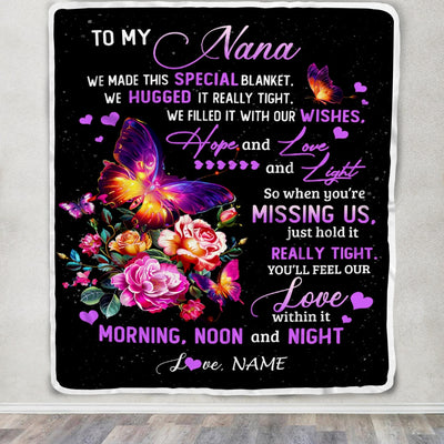 Personalized Nana Blanket From Grandkids Granddaughter We Made This Special Blanket Flower Nana Birthday Mothers Day Christmas Customized Fleece Blanket | siriusteestore