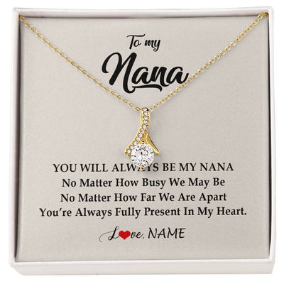 Alluring Beauty Necklace 18K Yellow Gold Finish | Personalized Nana Necklace From Grandkids Granddaughter Grandson You're Always In My Heart Nana Birthday Mothers Day Christmas Customized Gift Box Message Card | siriusteestore