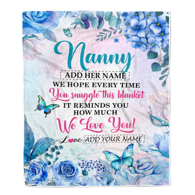 Personalized Nanny Blanket From Kids Floral Print We Love You Nanny Birthday Gifts Mothers Day Thanksgiving Christmas Customized Fleece Blanket | siriusteestore