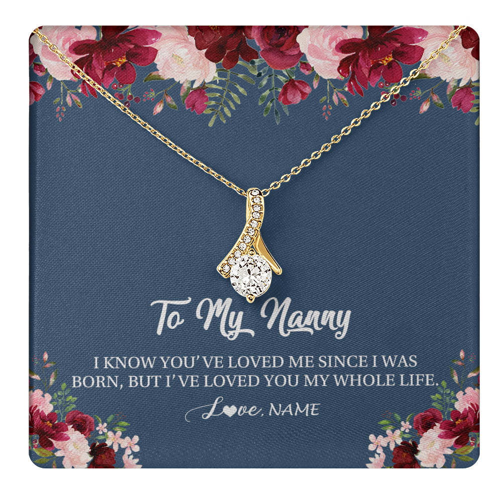 Alluring Beauty Necklace 18K Yellow Gold Finish | 1 | Personalized Nanny Necklace I've Loved You My Whole Life Floral Nanny Birthday Mothers Day Christmas Customized Message Card | siriusteestore