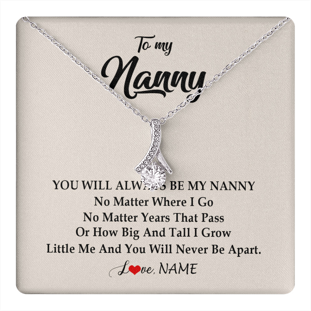 Alluring Beauty Necklace 14K White Gold Finish | 1 | Personalized Nanny Necklace You Will Always Be My Nanny Birthday Mothers Day Christmas Customized Gift Box Message Card | siriusteestore