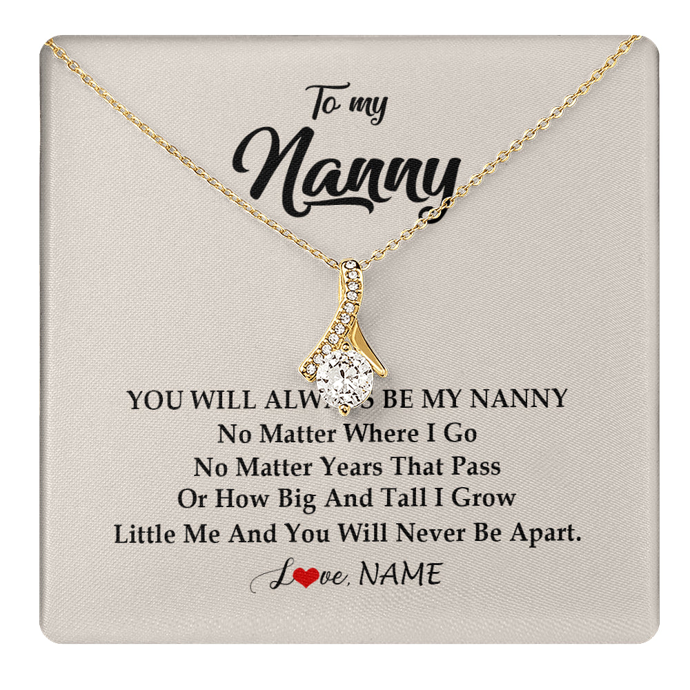 Alluring Beauty Necklace 18K Yellow Gold Finish | 1 | Personalized Nanny Necklace You Will Always Be My Nanny Birthday Mothers Day Christmas Customized Gift Box Message Card | siriusteestore