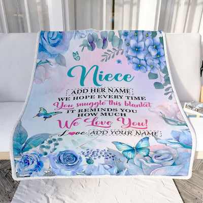 Personalized Niece Blanket From Aunt Auntie Uncle Floral Print We Love You Niece Birthday Gifts Graduation Christmas Customized Bed Fleece Throw Blanket | siriusteestore