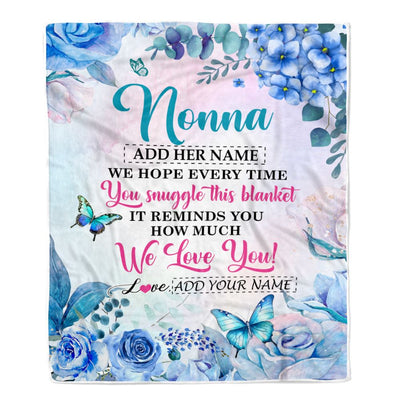 Personalized Nonna Blanket From Grandkids Granddaughter Grandson Floral Print We Love You Nonna Birthday Gifts Mothers Day Christmas Customized Fleece Blanket | siriusteestore