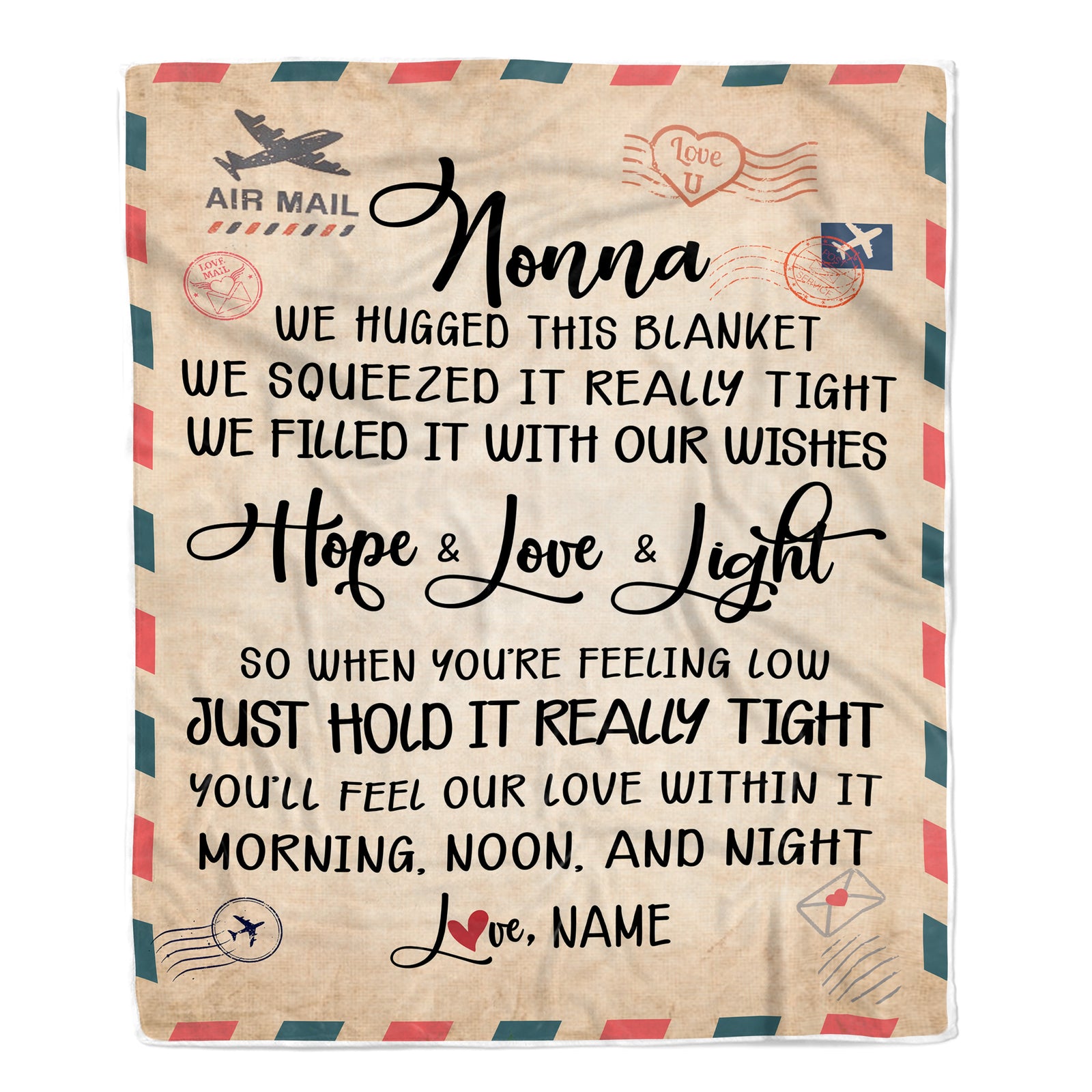 Personalized Nonna Blanket From Grandkids We Hugged This Blanket Mail Letter Nonna Birthday Mothers Day Christmas Customized Fleece Blanket | siriusteestore