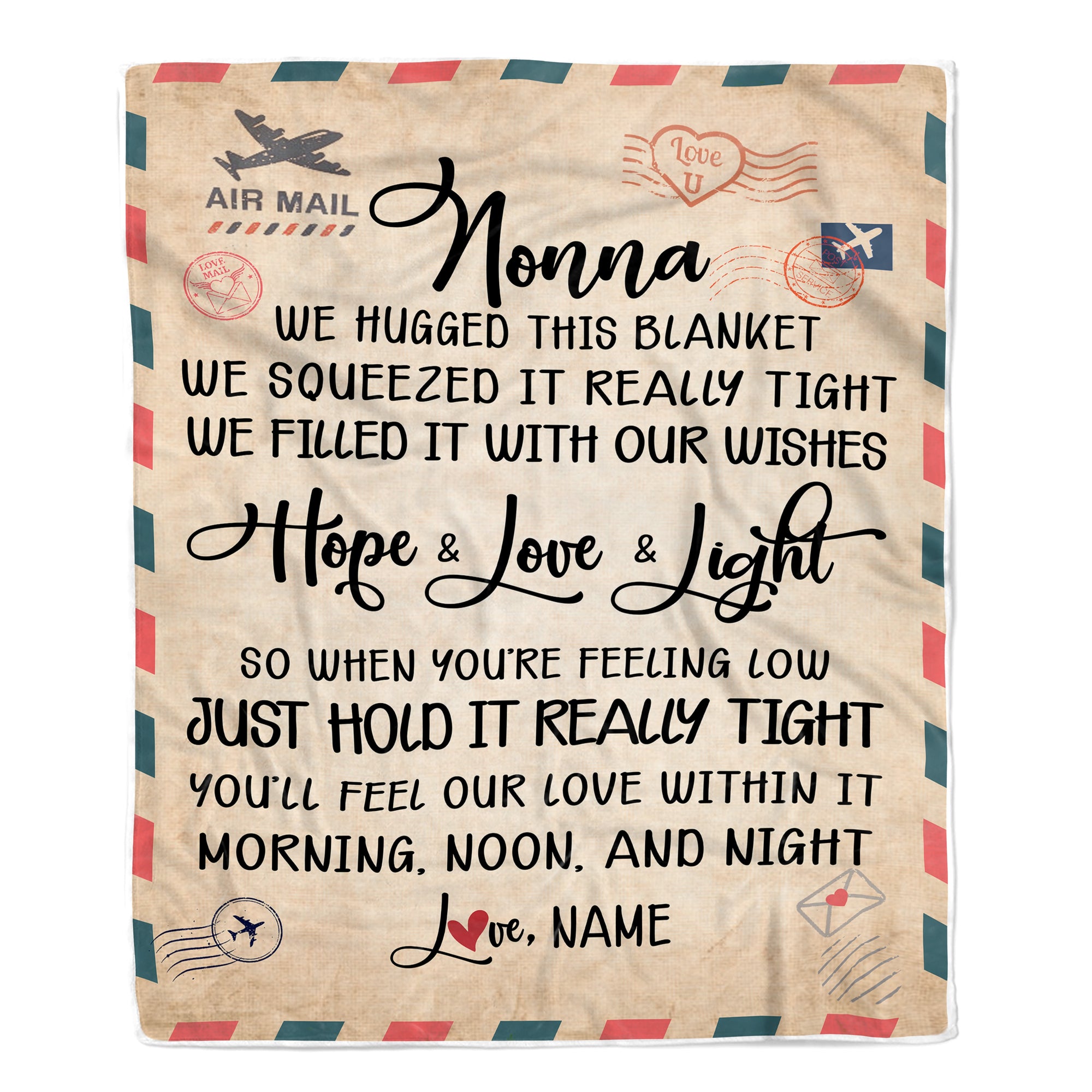 Personalized Nonna Blanket From Grandkids We Hugged This Blanket Mail Letter Nonna Birthday Mothers Day Christmas Customized Fleece Blanket | siriusteestore