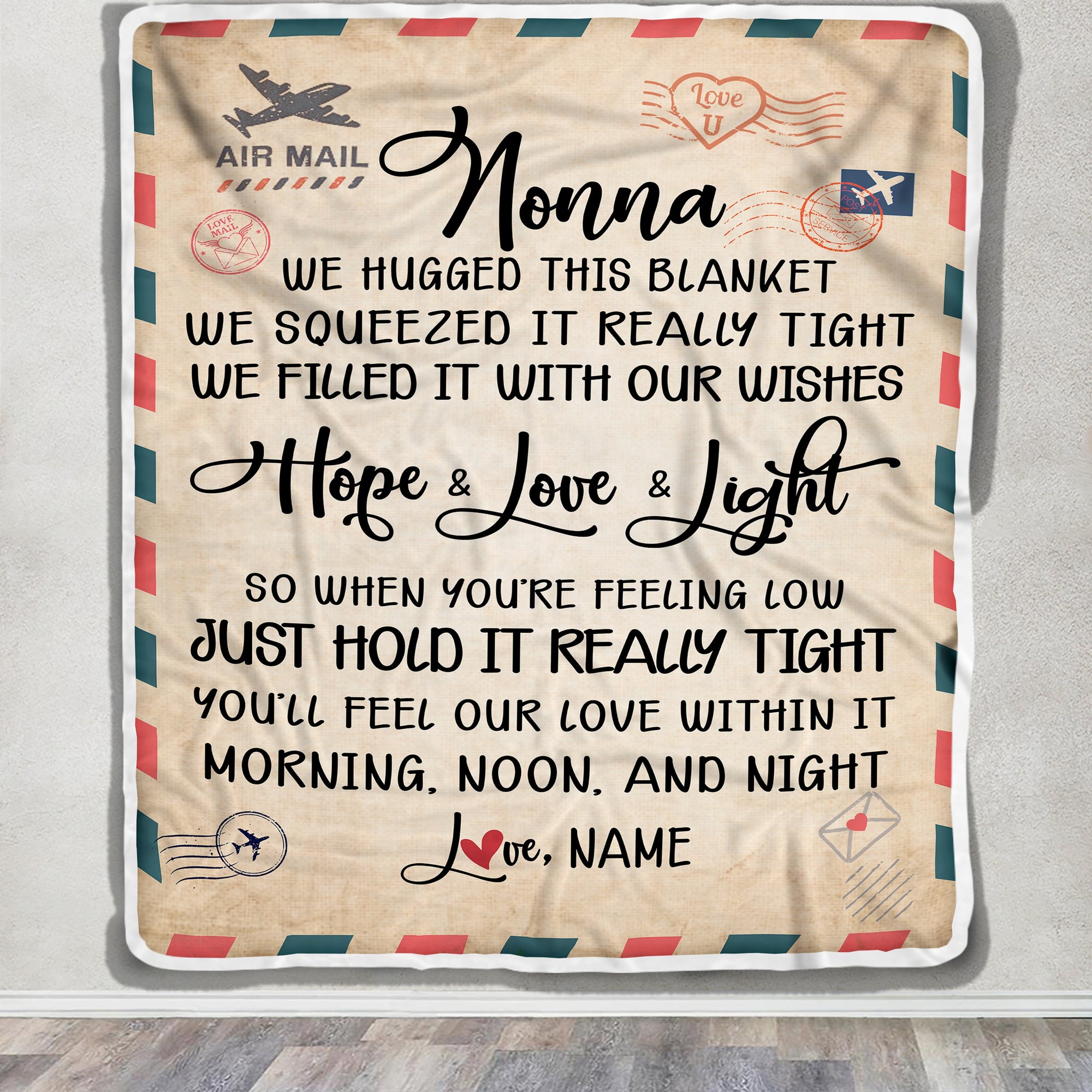 Personalized Nonna Blanket From Grandkids We Hugged This Blanket Mail Letter Nonna Birthday Mothers Day Christmas Customized Fleece Blanket | siriusteestore