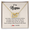 Interlocking Hearts Necklace 18K Yellow Gold Finish | Personalized Nonna Necklace From Grandkids Granddaughter Grandson You're Always In My Heart Nonna Birthday Mothers Day Jewelry Customized Gift Box Message Card | siriusteestore