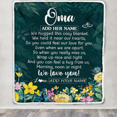 Personalized Oma Blanket From Granddaughter Grandchildren Floral Green We Love You Oma Birthday Gifts Mothers Day Christmas Customized Fleece Blanket | siriusteestore