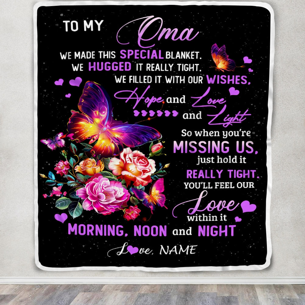 Personalized Oma Blanket From Grandkids Granddaughter We Made This Special Blanket Flower Oma Birthday Mothers Day Christmas Customized Fleece Throw Blanket | siriusteestore