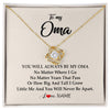 Love Knot Necklace 18K Yellow Gold Finish | Personalized Oma Necklace From Grandkids Granddaughter Grandson You Will Always Be My Oma Birthday Mothers Day Christmas Customized Gift Box Message Card | siriusteestore