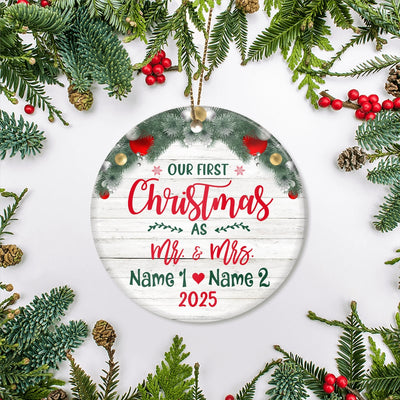 Personalized Our First Christmas Mr Mrs Ornament Wedding Anniversary Engagement Party Crafts Tree Gifts for Couple Newly Married Customized Christmas Tree Ornament | siriusteestore