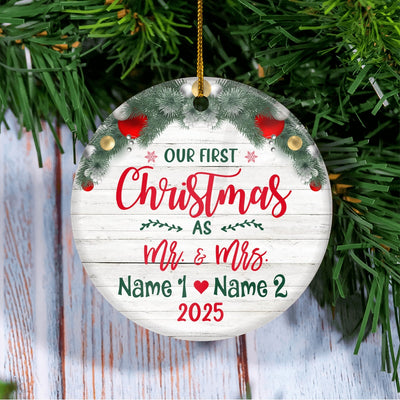 Personalized Our First Christmas Mr Mrs Ornament Wedding Anniversary Engagement Party Crafts Tree Gifts for Couple Newly Married Customized Christmas Tree Ornament | siriusteestore