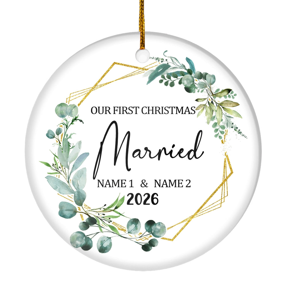 Personalized Our First Christmas Ornament First 1st Christmas Married Custom Name Decoration (23) Customized Ornament | siriusteestore