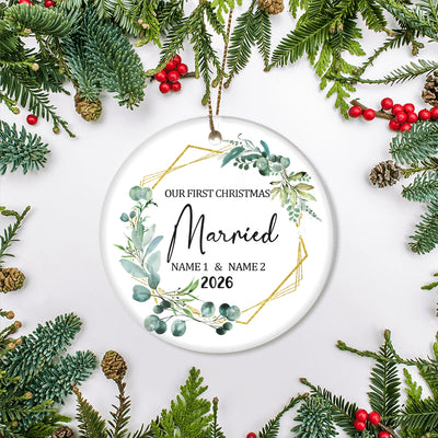Personalized Our First Christmas Ornament First 1st Christmas Married Custom Name Decoration (23) Customized Ornament | siriusteestore