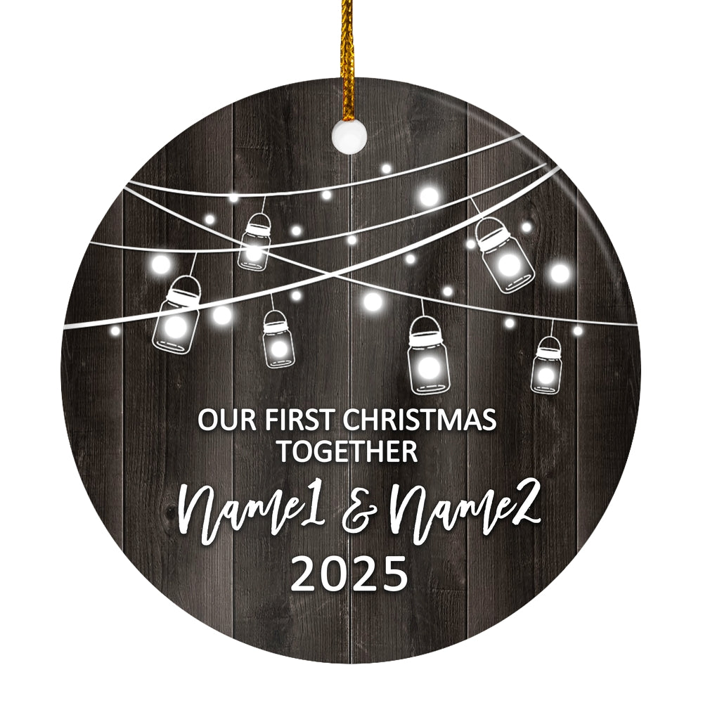 Personalized Our First Christmas Together 2024 Ornament Established Couple Keepsake Boyfriend Girlfriend Rustic Gift for Couples 1 Christmas Tree Ornament | siriusteestore