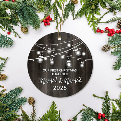 Personalized Our First Christmas Together 2024 Ornament Established Couple Keepsake Boyfriend Girlfriend Rustic Gift for Couples 1 Christmas Tree Ornament | siriusteestore