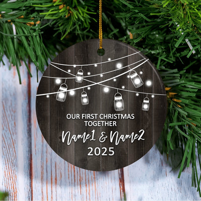 Personalized Our First Christmas Together 2024 Ornament Established Couple Keepsake Boyfriend Girlfriend Rustic Gift for Couples 1 Christmas Tree Ornament | siriusteestore