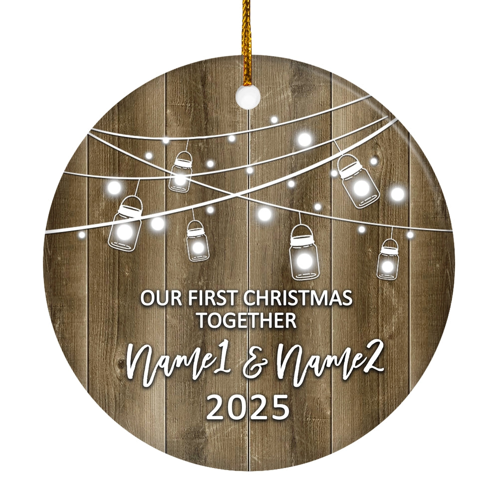 Personalized Our First Christmas Together 2024 Ornament Established Couple Keepsake Boyfriend Girlfriend Rustic Gift for Couples 2 Christmas Tree Ornament | siriusteestore