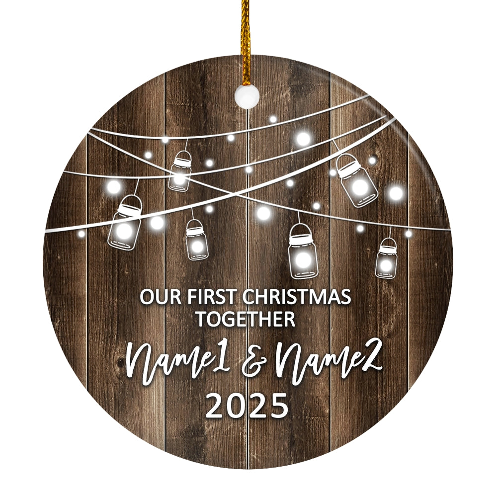 Personalized Our First Christmas Together 2024 Ornament Established Couple Keepsake Boyfriend Girlfriend Rustic Gift for Couples 3 Christmas Tree Ornament | siriusteestore