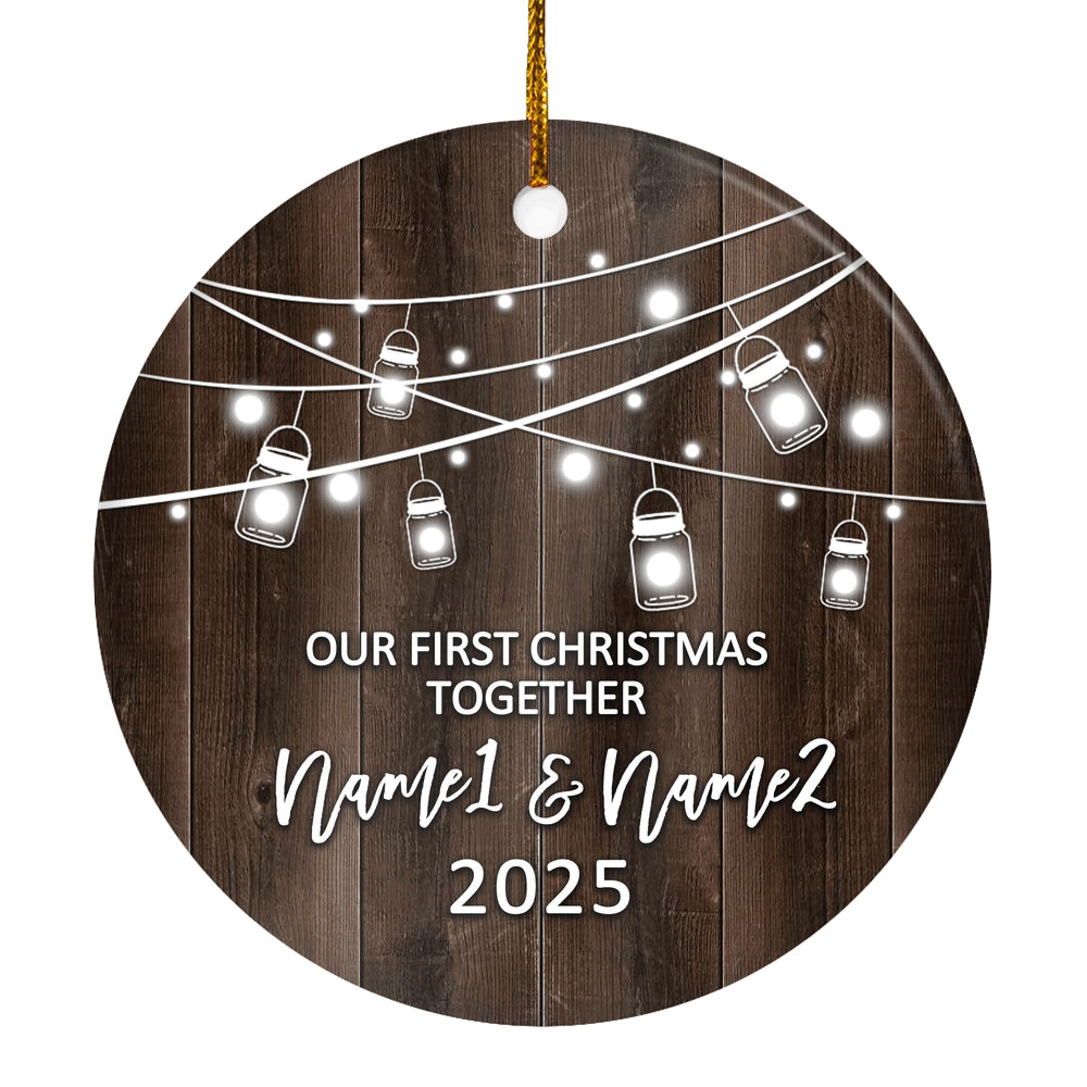 Personalized Our First Christmas Together 2024 Ornament Established Couple Keepsake Boyfriend Girlfriend Rustic Gift for Couples 5 Christmas Tree Ornament | siriusteestore