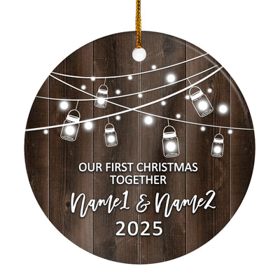 Personalized Our First Christmas Together 2024 Ornament Established Couple Keepsake Boyfriend Girlfriend Rustic Gift for Couples 5 Christmas Tree Ornament | siriusteestore