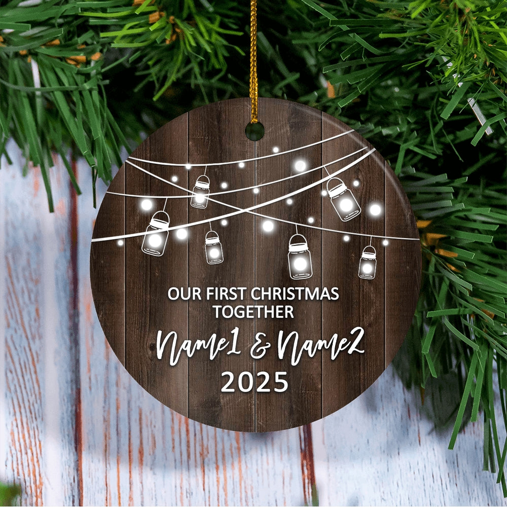 Personalized Our First Christmas Together 2024 Ornament Established Couple Keepsake Boyfriend Girlfriend Rustic Gift for Couples 5 Christmas Tree Ornament | siriusteestore
