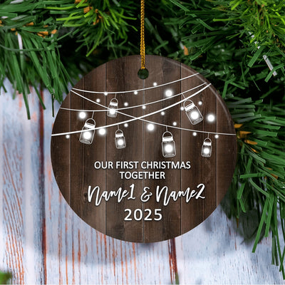 Personalized Our First Christmas Together 2024 Ornament Established Couple Keepsake Boyfriend Girlfriend Rustic Gift for Couples 5 Christmas Tree Ornament | siriusteestore