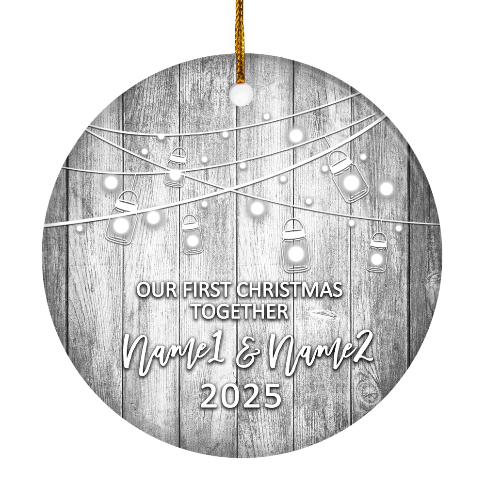 Personalized Our First Christmas Together 2024 Ornament Established Couple Keepsake Boyfriend Girlfriend Rustic Gift for Couples 6 Christmas Tree Ornament | siriusteestore