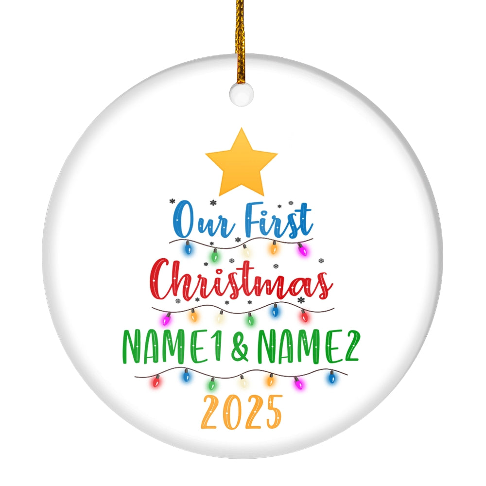 Personalized Our First Christmas Together 2025 1st Christmas Tree Wedding Celebration Marriage Holiday Party Customized Christmas Tree Ornament | siriusteestore