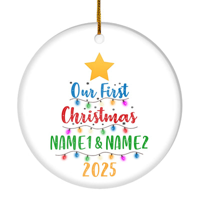 Personalized Our First Christmas Together 2025 1st Christmas Tree Wedding Celebration Marriage Holiday Party Customized Christmas Tree Ornament | siriusteestore