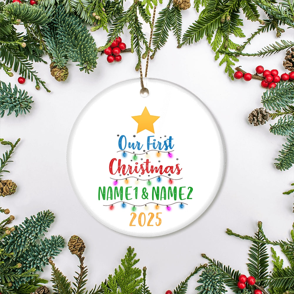 Personalized Our First Christmas Together 2025 1st Christmas Tree Wedding Celebration Marriage Holiday Party Customized Christmas Tree Ornament | siriusteestore