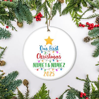 Personalized Our First Christmas Together 2025 1st Christmas Tree Wedding Celebration Marriage Holiday Party Customized Christmas Tree Ornament | siriusteestore