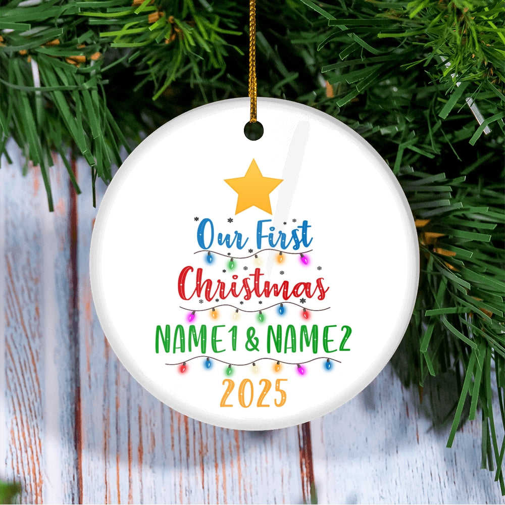 Personalized Our First Christmas Together 2025 1st Christmas Tree Wedding Celebration Marriage Holiday Party Customized Christmas Tree Ornament | siriusteestore